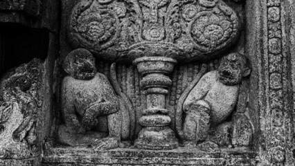 monkey statue in black and white