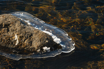 ice formation around rock