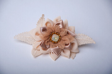 Stylish hairpin , Elegant hairpin , hairpin with flowers , Flat lay Hairdressing tools and accessories , hairpin for hair , Hair-clip , Hair pin silhouette , Hairpin on a gray background