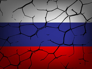 Russian flag in cracks