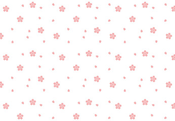 Fototapeta na wymiar シンプルな桜と花びらのシームレスパターン 02　ランダム　背景　素材