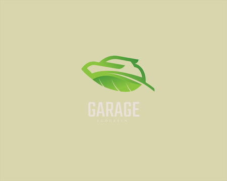 Green Car Logo Design Template, Logo With A Combination Of Abstract Car Shapes And Leaf Elements
