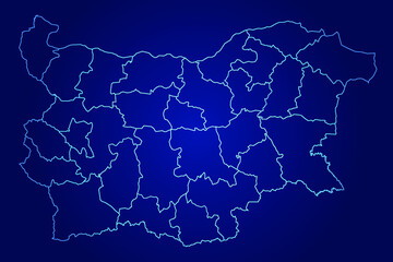 Bulgaria Map of Abstract High Detailed Glow Blue Map on Dark Background logo illustration 