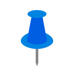 Blue Flat Push Pin Board Icon Clipart Vector