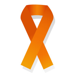 Vector orange ribbon on white background.