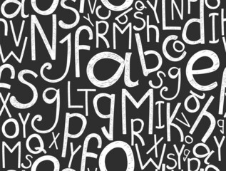 Decorative vector seamless pattern with handwritten letters, chalk on blackboard handwritings © Marina Sun