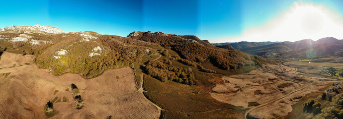 Fototapeta na wymiar Mountains in Autumn from a Drone View