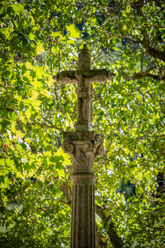 crucifijo del camino, Monasterio de Santa María la Real de Iranzu, siglo XII -  XIV, camino de Santiago,  Abárzuza, Navarra, Spain, Europe