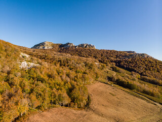 Mountains in Autumn from a Drone View