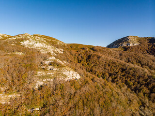 Mountains in Autumn from a Drone View