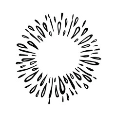 Hand drawn cartoon water explosion, splash, fireworks