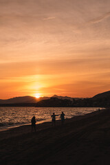 Fototapeta na wymiar Spanien, Mazarron, Murcia, Sonnenuntergang, Meer, Strand