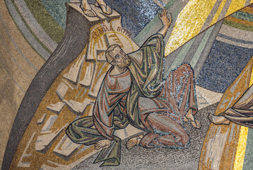 Mosaic icon of the Apostle Peter. Scene of the Transfiguration of the Lord