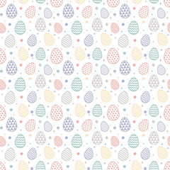 Easter texture with decorative eggs. Seamless pattern. Vector