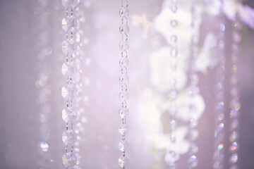 Naklejka na ściany i meble Wedding decor made of white flowers and sparkling beads