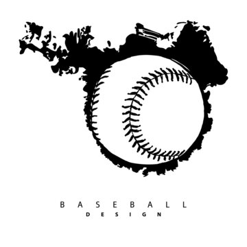 Abstract baseball ball on a white background. Sports illustration for jersey design, grunge style, ink.