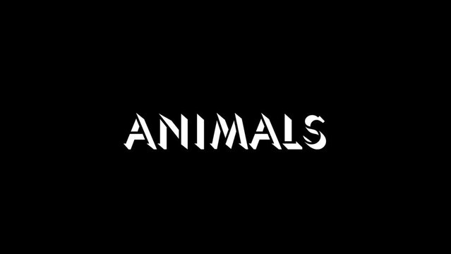 White picture of animals on a black background. animals in the jungle. Distortion liquid style transition icon for your project. 4K video animation for motion graphics and compositing.