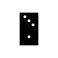 black and white domino piece icon vector. Flat simple illustration of domino with 1 and 3 markings. 