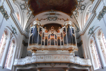 Church organ in St. Ignaz church in Mainz Germany