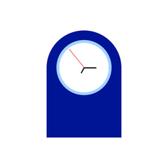 Blue clock icon isolated on white background. Vector illustration time symbol. Blue table or wall clock. 