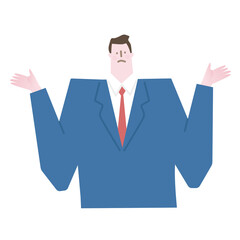 Vector illustration of a man in a suit in trouble.