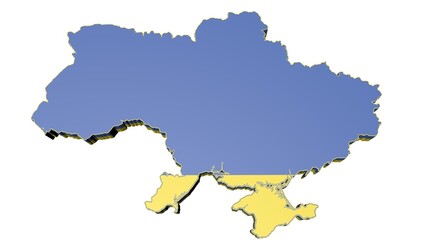3d render territory of ukraine on isolated white color.