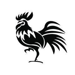 Rooster silhouette vector icon on white background