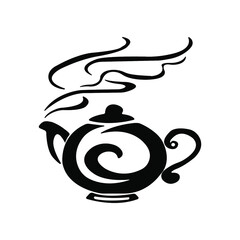 Tea pot vector icon on white background