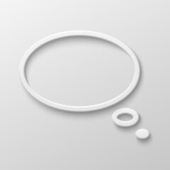Vector white blank speech bubble icon on white gradient background.