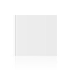 Vector realistic standing 3d book mockup with white blank cover isolated.