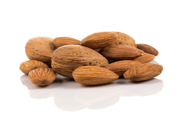 Almonds on a white background