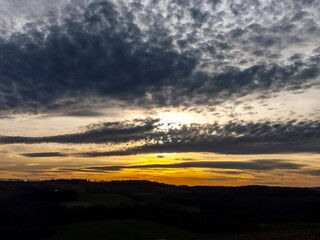Sunset in Eifel landscape mountains near Castle Eltz on a Traumpfad