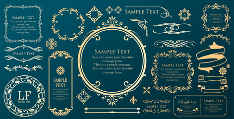 春の植物モチーフのフレームセット。ビンテージフラワー。装飾デザイン。流行りのあしらい	