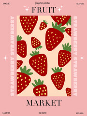 Modern poster with strawberry. Posters in different colors for your projects and presentations, prints on t-shirts and hoodies