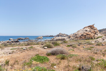 coast of the mediterranean sea in the cap de creus in the costa brava