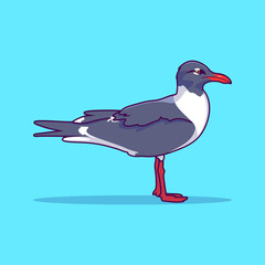 Cute Seagull Cartoon Vector Illustration. Animal Nature Concept Vector. Cartoon images for icons, coloring books, backgrounds, and more. Flat Cartoon Style