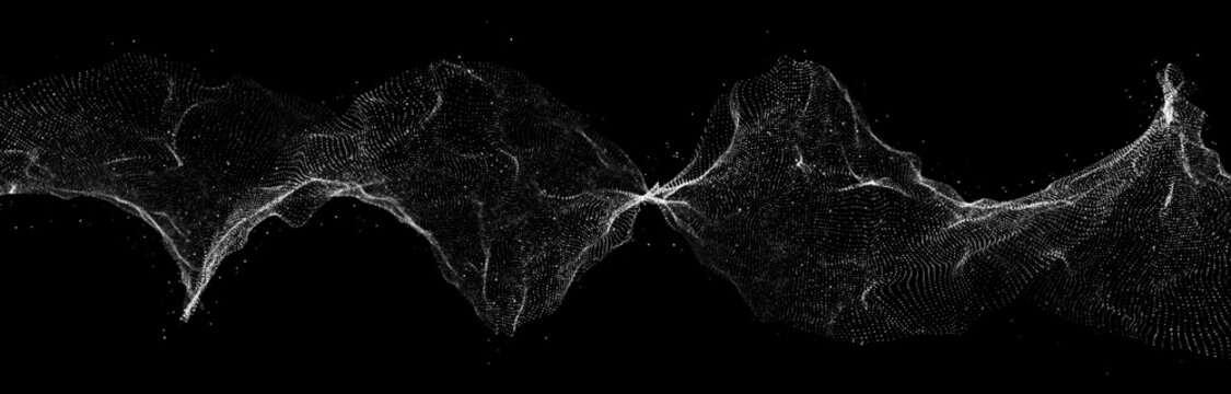 Dynamic sound wave. Blue energy flow concept. Cyberspace background. 3D rendering.