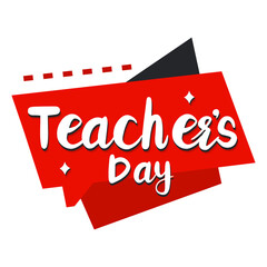 happy teacher's day black red flat label