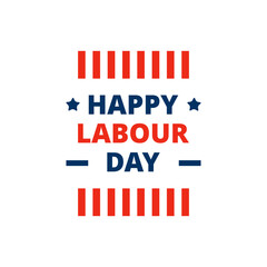 happy labour day red blue flat label