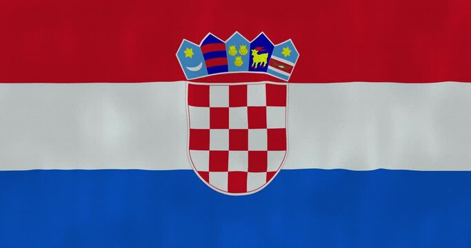 Croatia flag waving in the wind, glitched with highly detailed fabric texture. Hacking, technology. 4k, Animated Realistic.