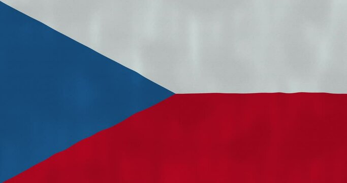 Czeck flag waving in the wind, glitched with highly detailed fabric texture. Hacking, technology. 4k, Animated Realistic.