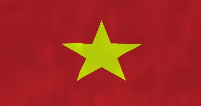 Vietnam flag waving in the wind, glitched with highly detailed fabric texture. Hacking, technology. 4k, Animated Realistic.