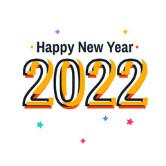 happy new year 2022 yellow black flat design