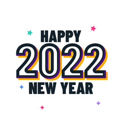 happy new year 2022 black yellow flat design