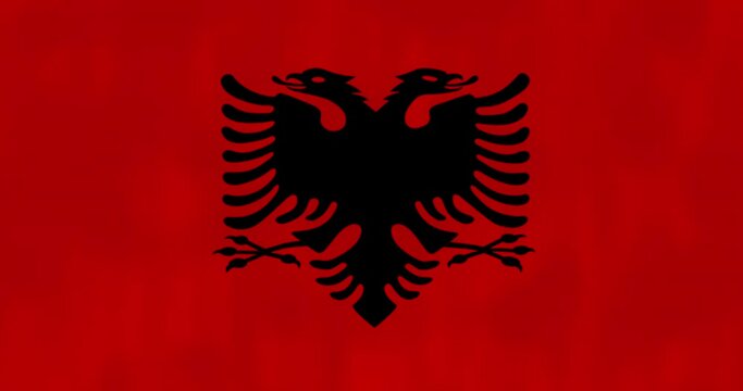 Albania flag waving in the wind, detailed fabric texture, 4k, Animated Realistic.