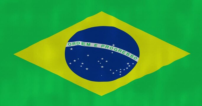 Brazil flag waving in the wind, detailed fabric texture, 4k, Animated Realistic.