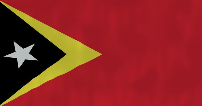 East Timor flag waving in the wind, detailed fabric texture, 4k, Animated Realistic.