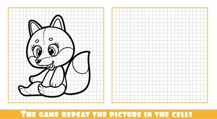 Cute cartoon soft toy fox the game repeat the picture in the cells
