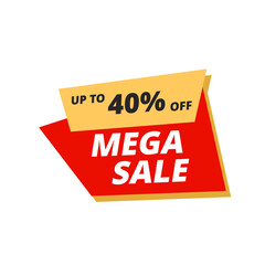 mega sale up to 40% off red flat label