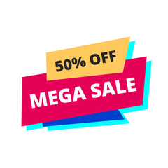 50% off mega sale red flat label